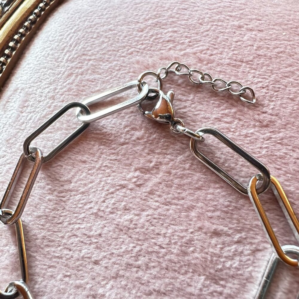 6.5" + 1" Large Link Paperclip Chain Bracelet Stainless Steel Adjustable - Picture 4 of 4